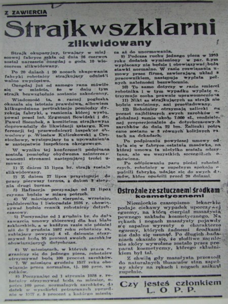 Artykuł z Ekspresu Zagłębia, 1936 r.